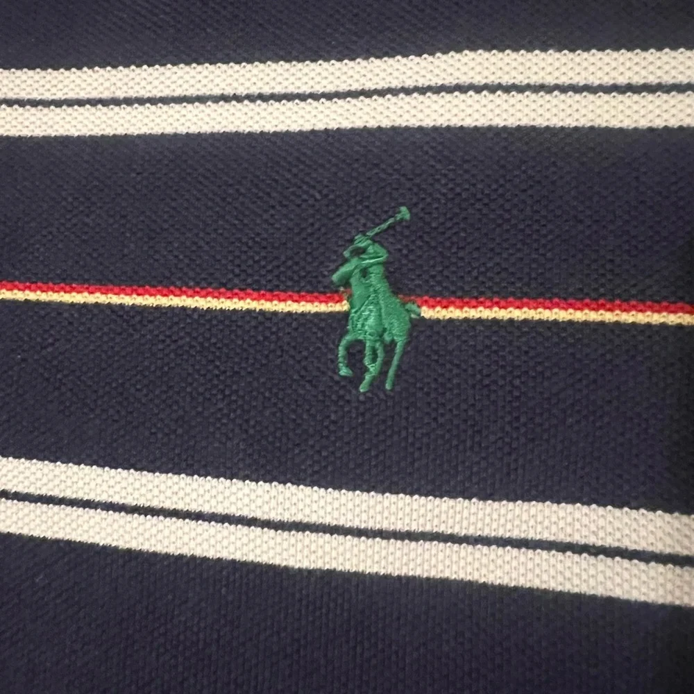 Polo Ralph Lauren Shirt Short Sleeve Navy White Stripe Green Pony Men’s large